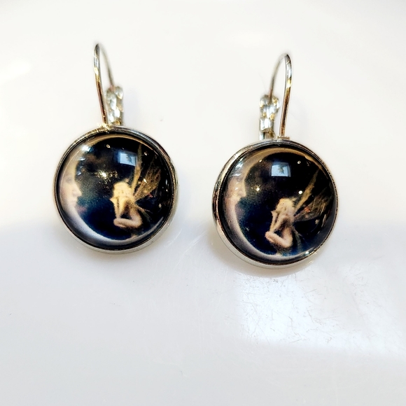 Fairy Earrings 3D Fairy Talking to the Moon Earring Resin Bubble NWT - Picture 7 of 7